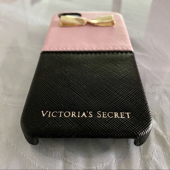 Victoria’s Secret Pink & Black Faux Leather Gold Metal Bow iPhone 5/5S/SE - Picture 4 of 7